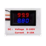 Digital Voltmeter - Ammeter, 100 V 10 A, red - blue display, shunt included